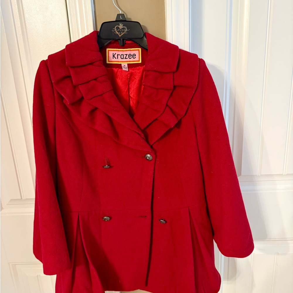 Women's Elegant Red Pea Coat